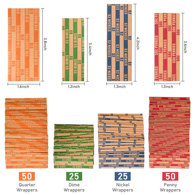 L LIKED 150 Assorted Bundle Flat Striped Coin Wrappers (150 Assorted) - Image 3